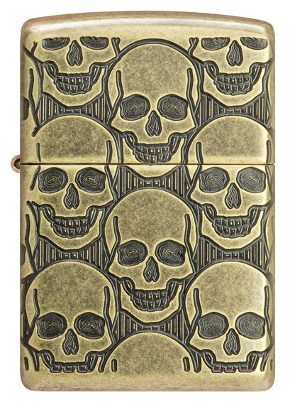 Zippo Cackling Cranium Design Armor® Antique Brass Windproof Lighter