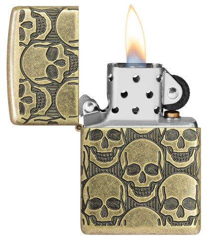 Zippo Cackling Cranium Design Armor® Antique Brass Windproof Lighter