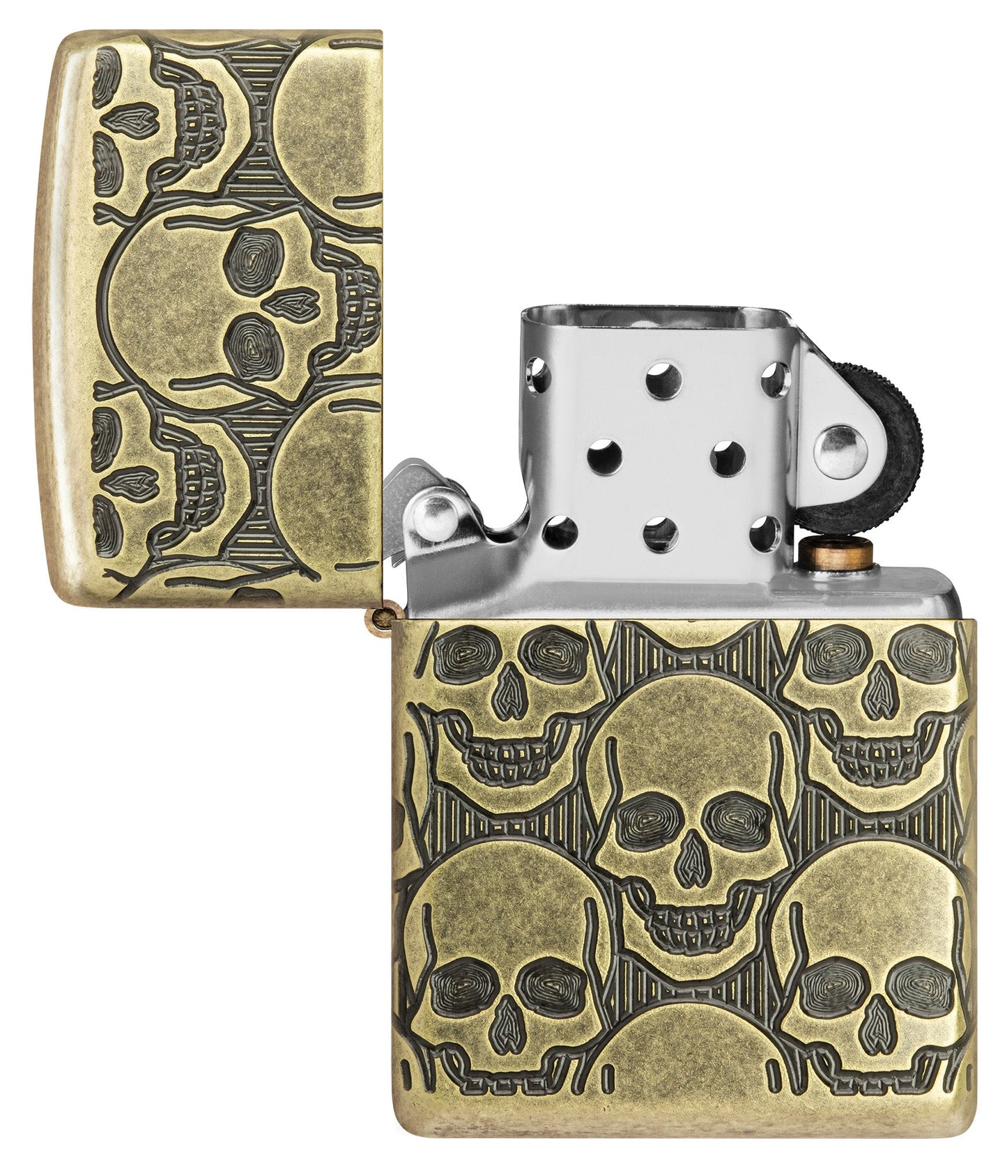 Zippo Cackling Cranium Design Armor® Antique Brass Windproof Lighter
