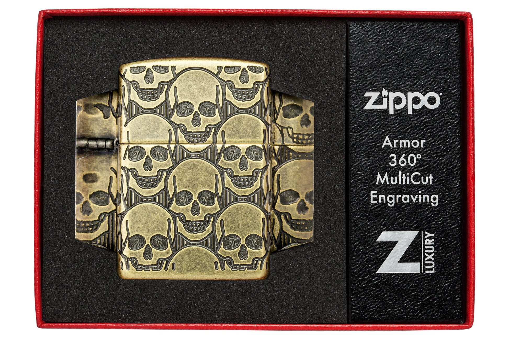 Zippo Cackling Cranium Design Armor® Antique Brass Windproof Lighter