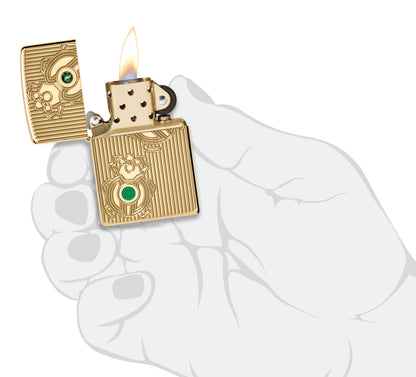 Zippo Bejeweled Beetle Design Armor® High Polish Brass Windproof Lighter