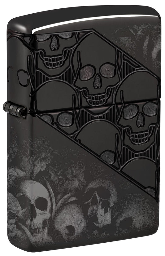 Zippo Skull Collage Design Armor® High Polish Black Windproof Lighter
