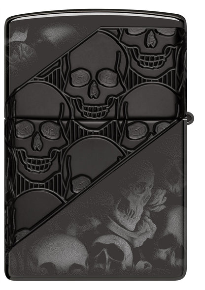 Zippo Skull Collage Design Armor® High Polish Black Windproof Lighter