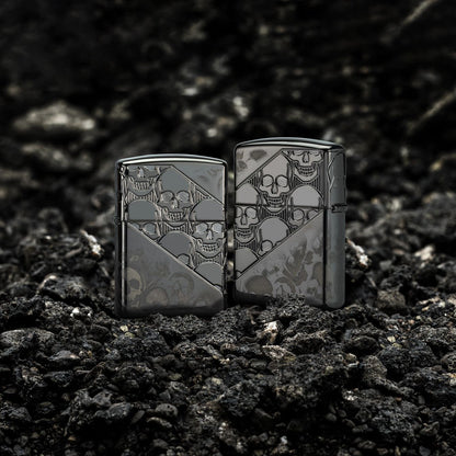 Zippo Skull Collage Design Armor® High Polish Black Windproof Lighter