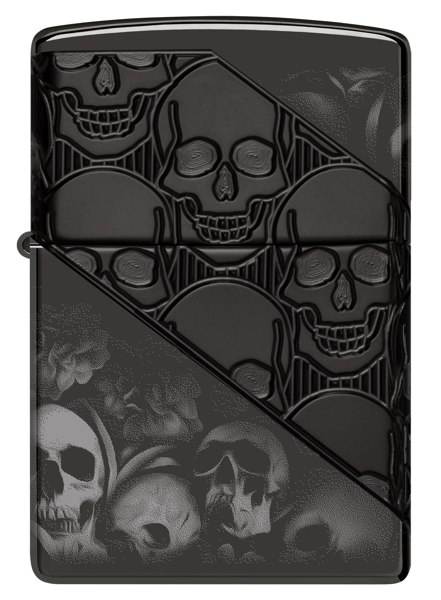 Zippo Skull Collage Design Armor® High Polish Black Windproof Lighter