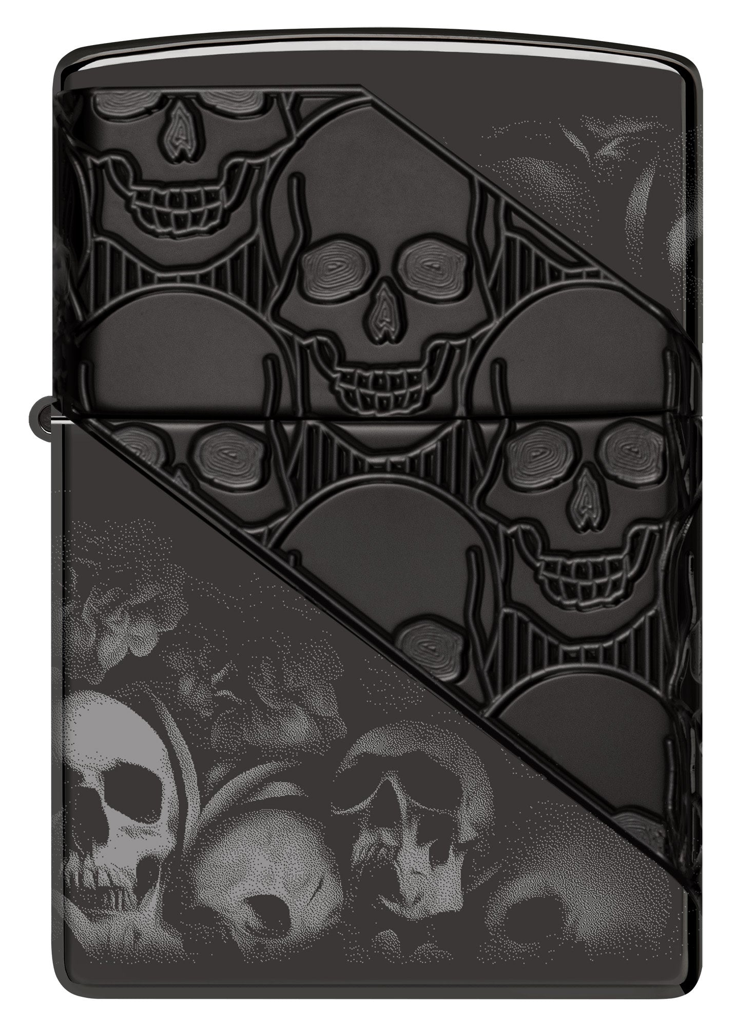 Zippo Skull Collage Design Armor® High Polish Black Windproof Lighter
