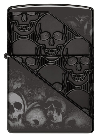 Zippo Skull Collage Design Armor® High Polish Black Windproof Lighter