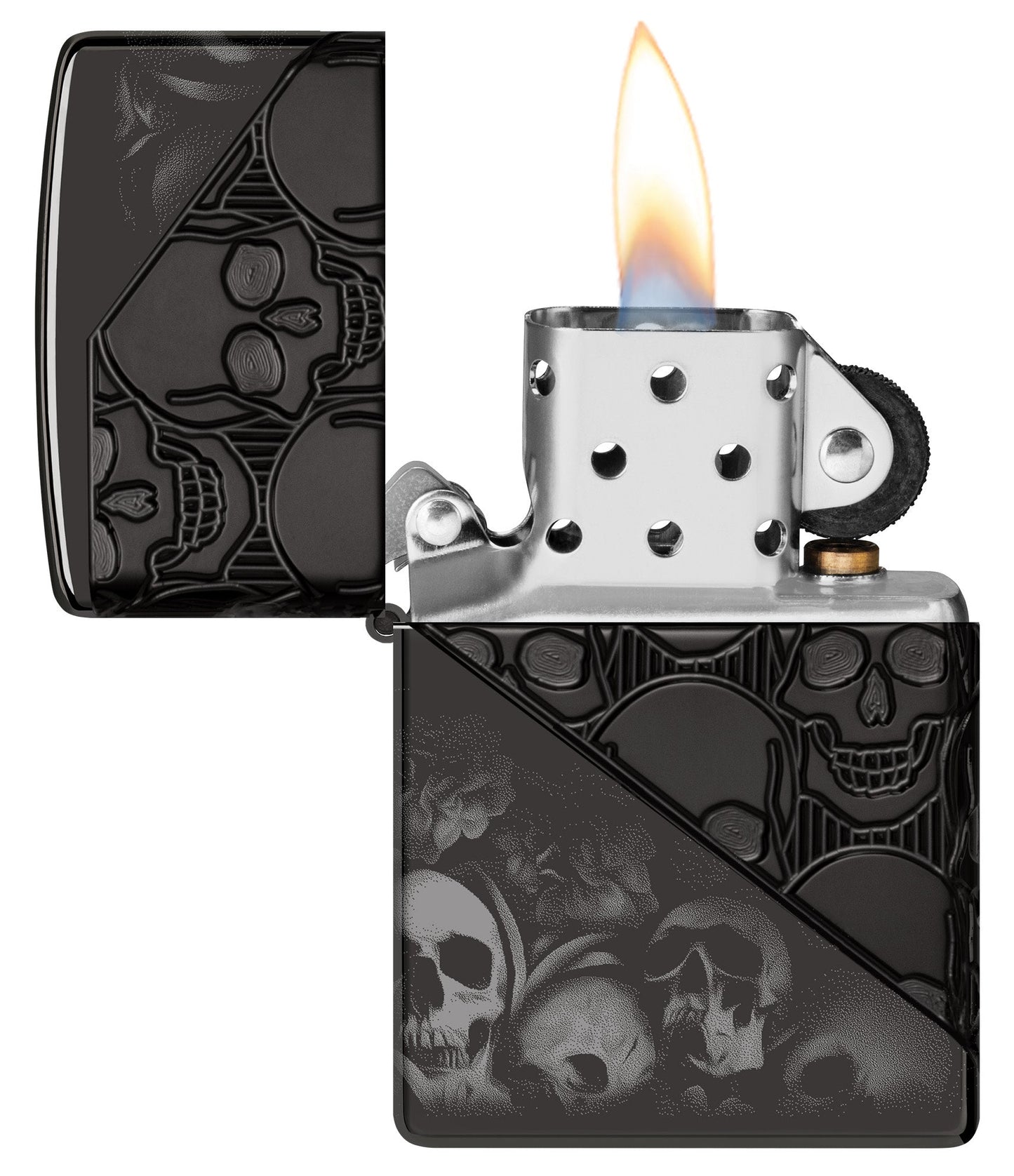 Zippo Skull Collage Design Armor® High Polish Black Windproof Lighter