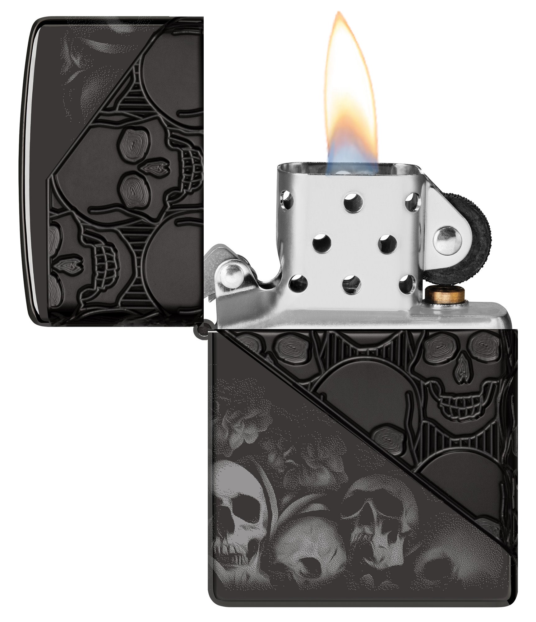 Zippo Skull Collage Design Armor® High Polish Black Windproof Lighter