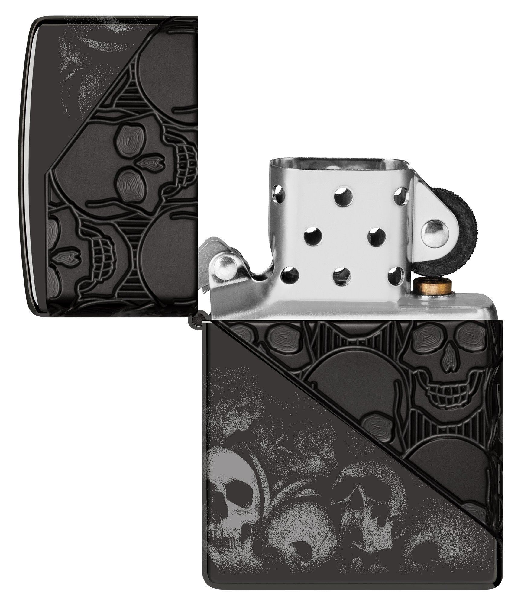 Zippo Skull Collage Design Armor® High Polish Black Windproof Lighter