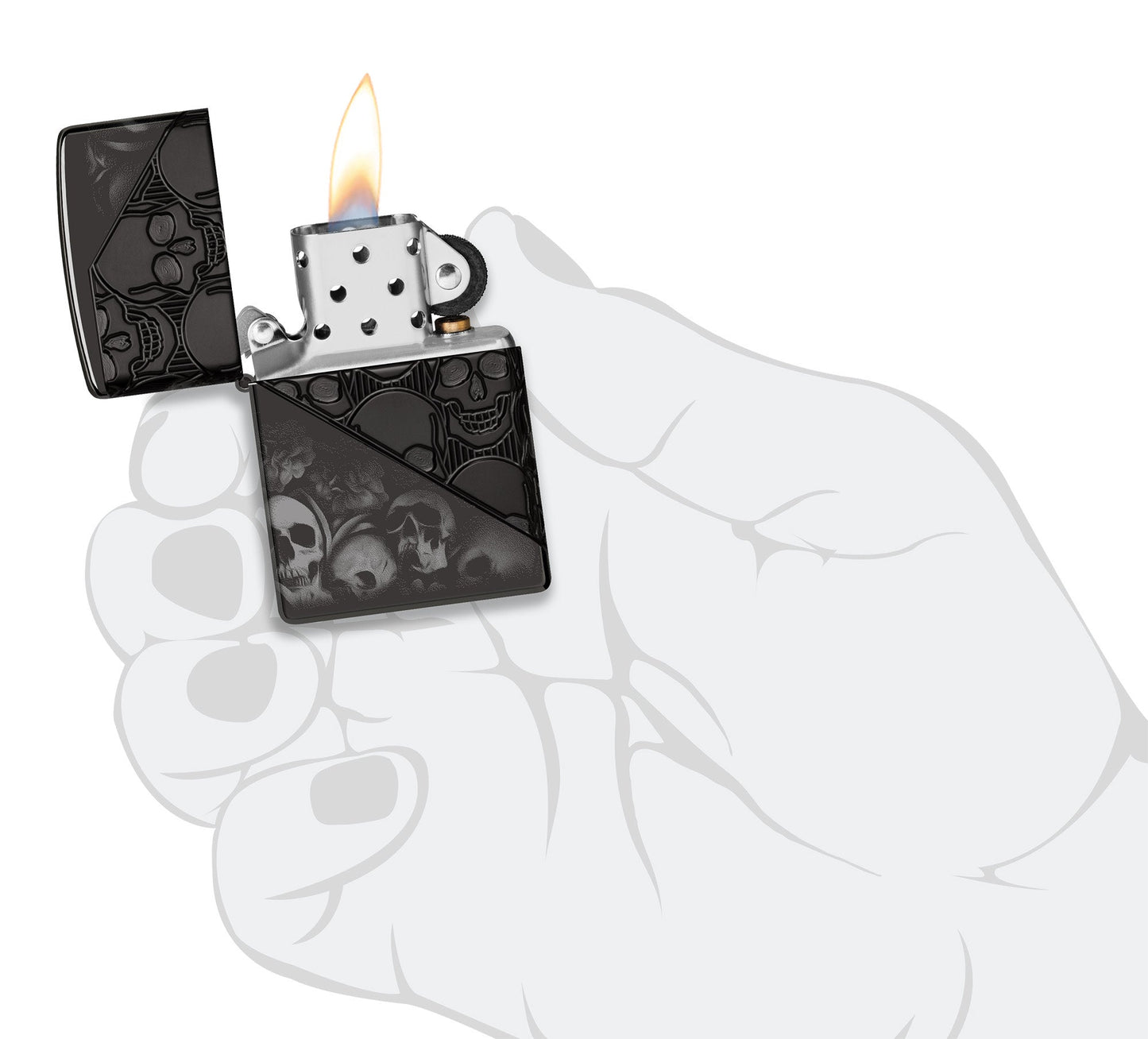 Zippo Skull Collage Design Armor® High Polish Black Windproof Lighter