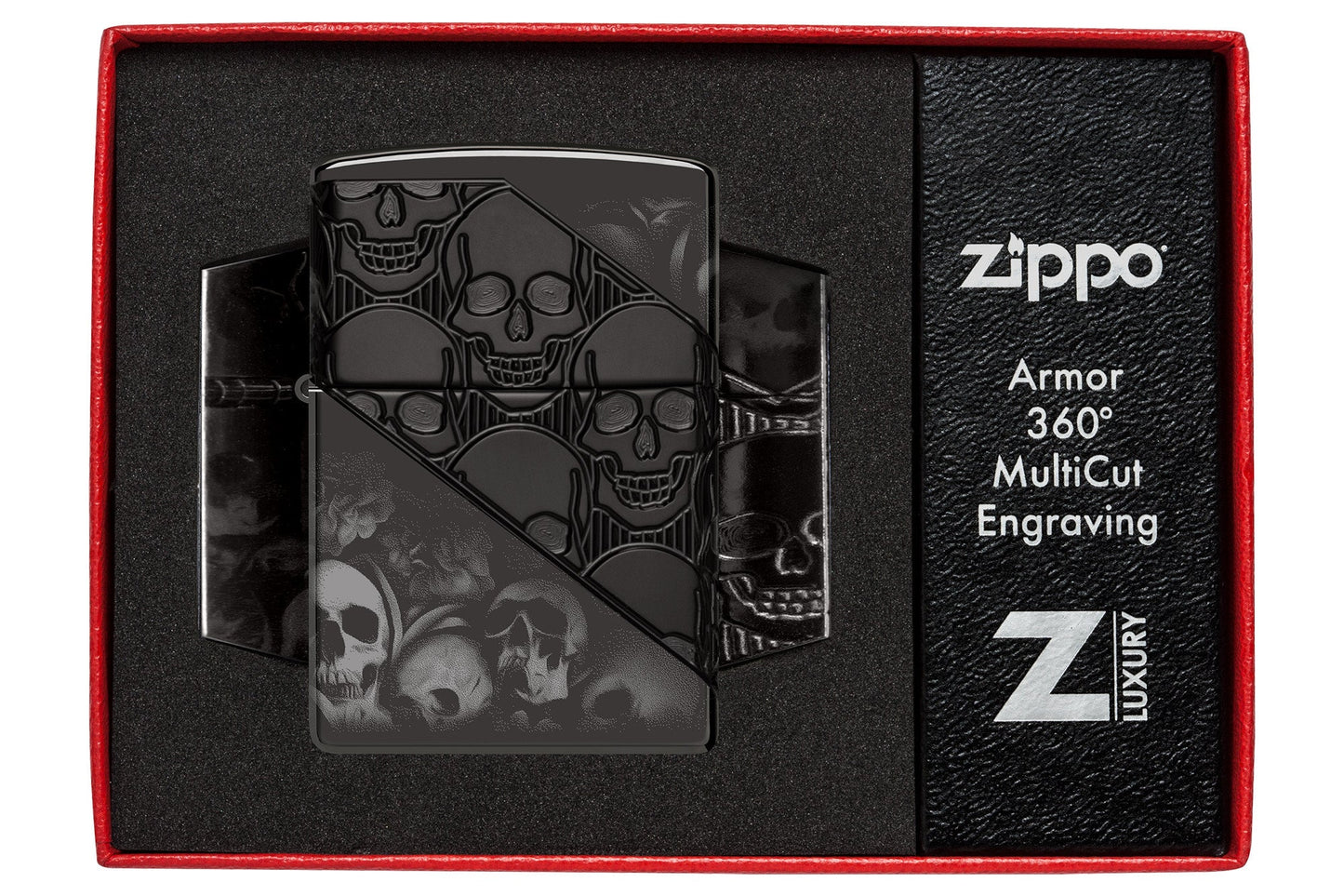 Zippo Skull Collage Design Armor® High Polish Black Windproof Lighter