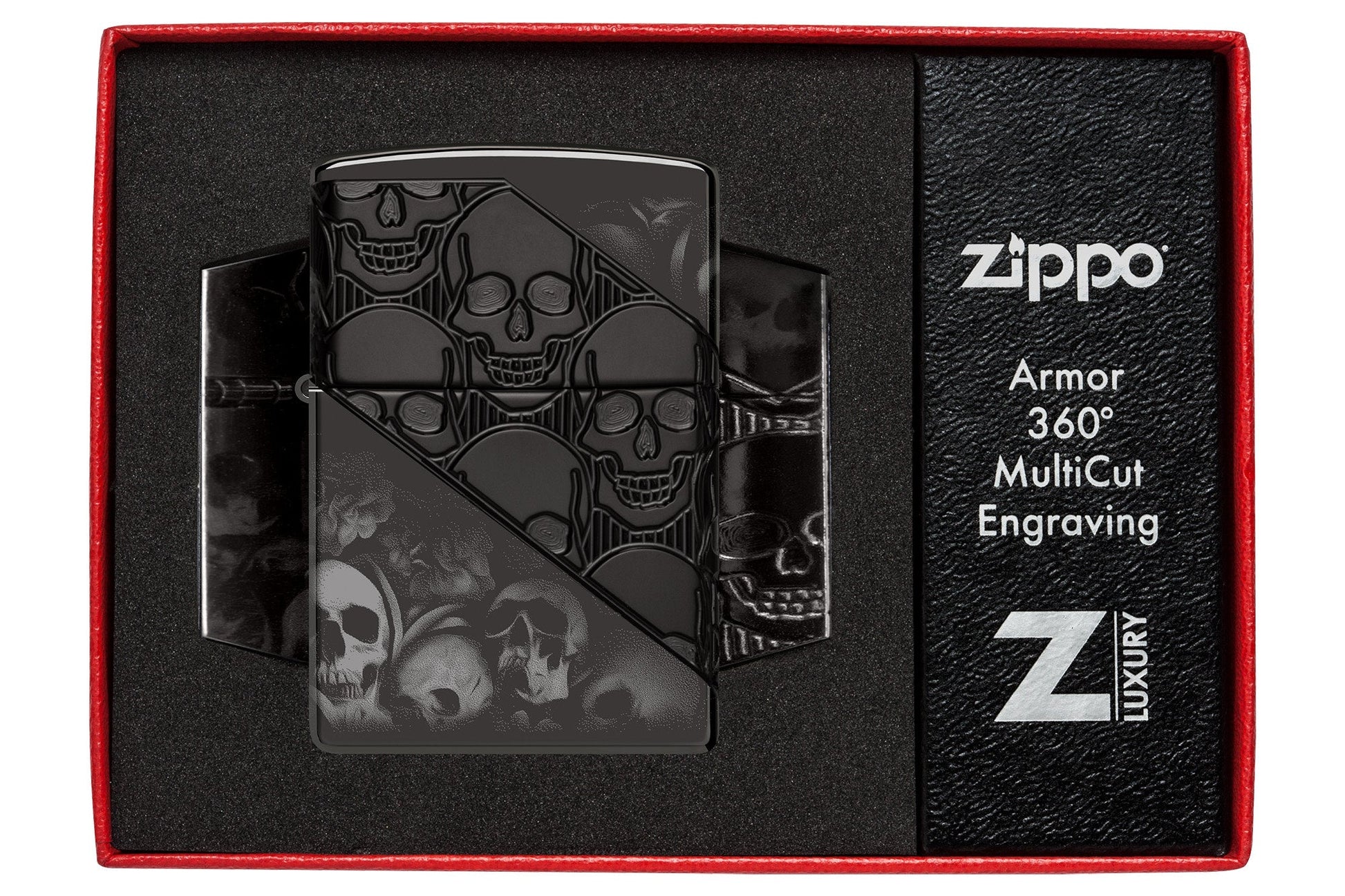 Zippo Skull Collage Design Armor® High Polish Black Windproof Lighter