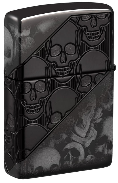 Zippo Skull Collage Design Armor® High Polish Black Windproof Lighter