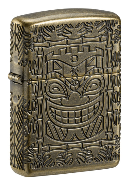 Zippo Tiki Totem Design Armor® Antique Brass Windproof Lighter