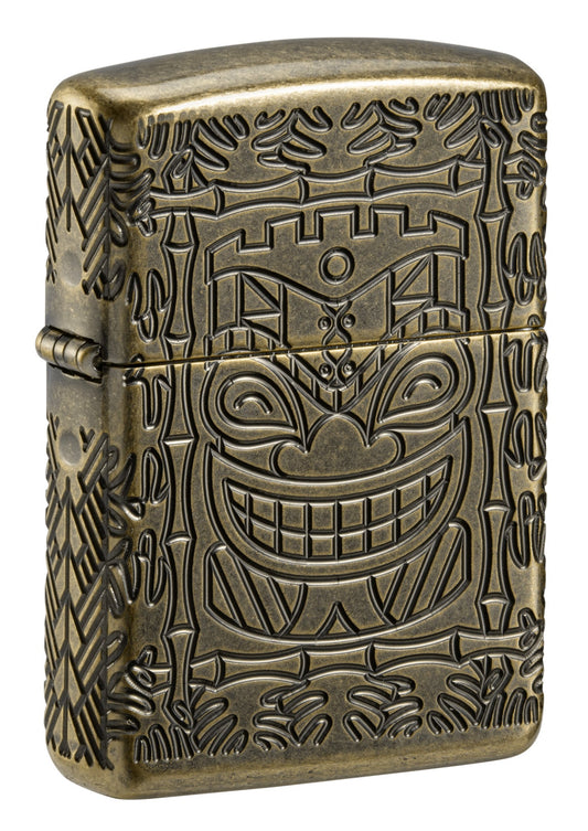 Zippo Tiki Totem Design Armor® Antique Brass Windproof Lighter