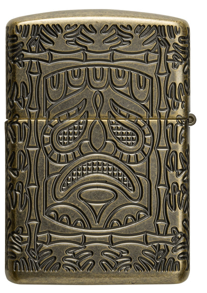 Zippo Tiki Totem Design Armor® Antique Brass Windproof Lighter