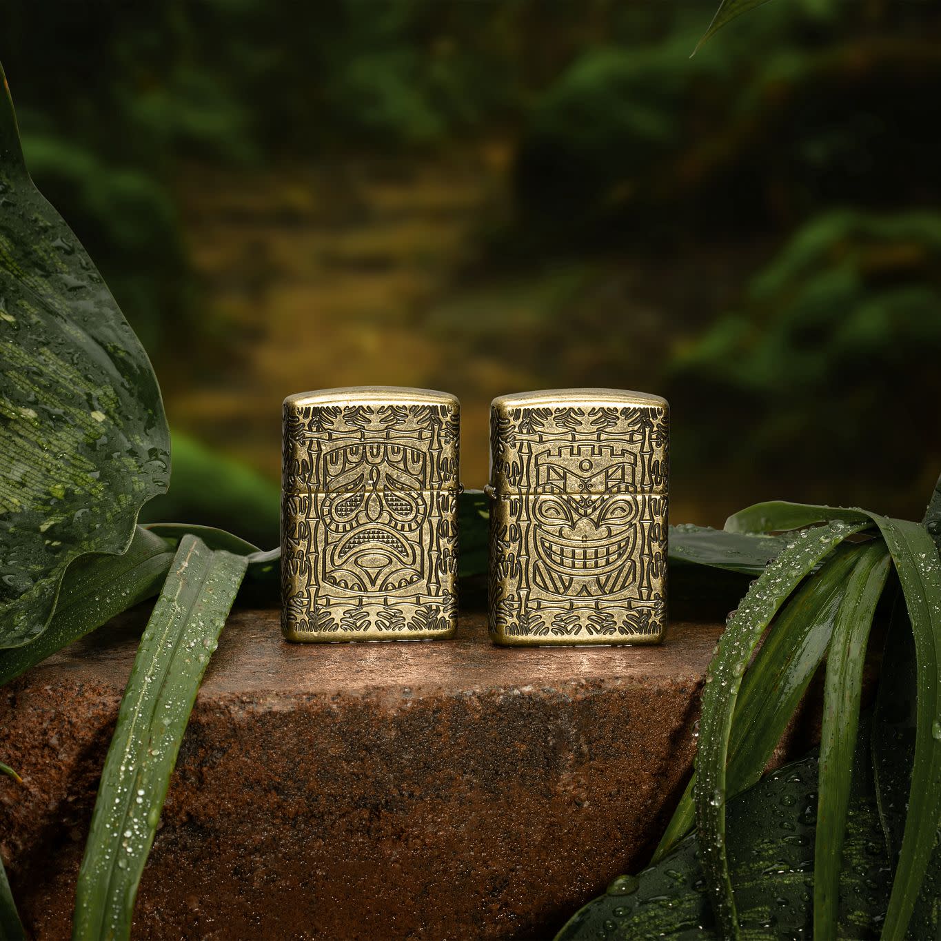 Zippo Tiki Totem Design Armor® Antique Brass Windproof Lighter