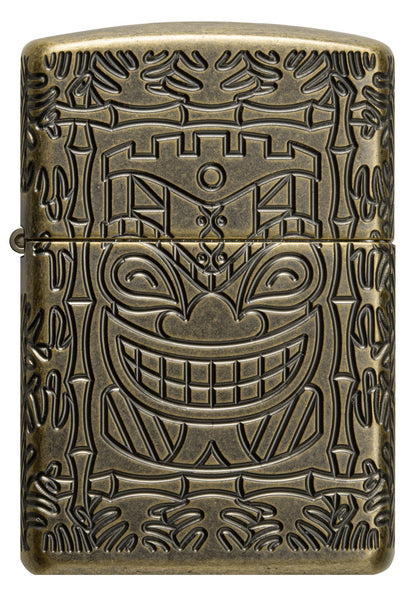Zippo Tiki Totem Design Armor® Antique Brass Windproof Lighter