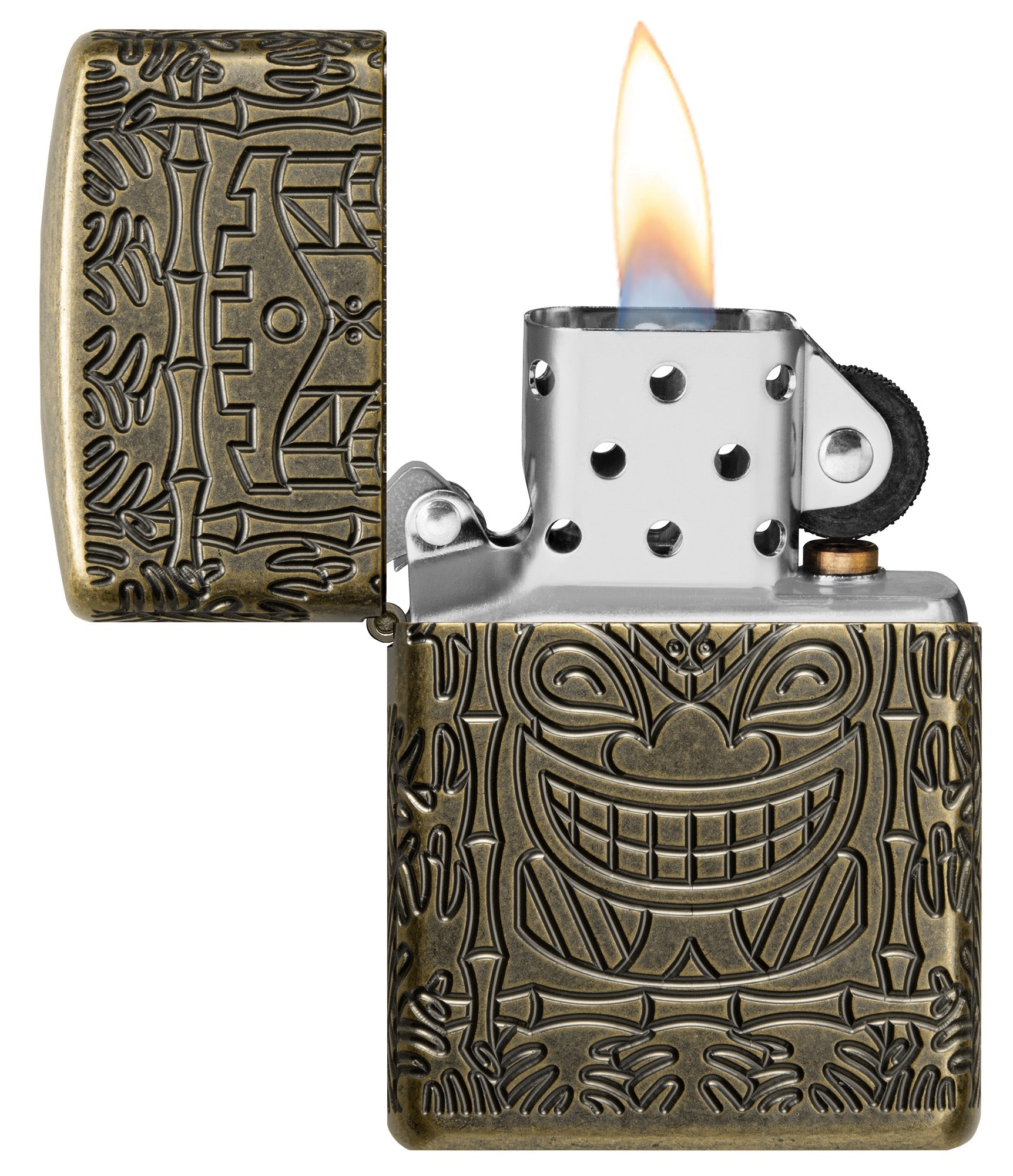 Zippo Tiki Totem Design Armor® Antique Brass Windproof Lighter