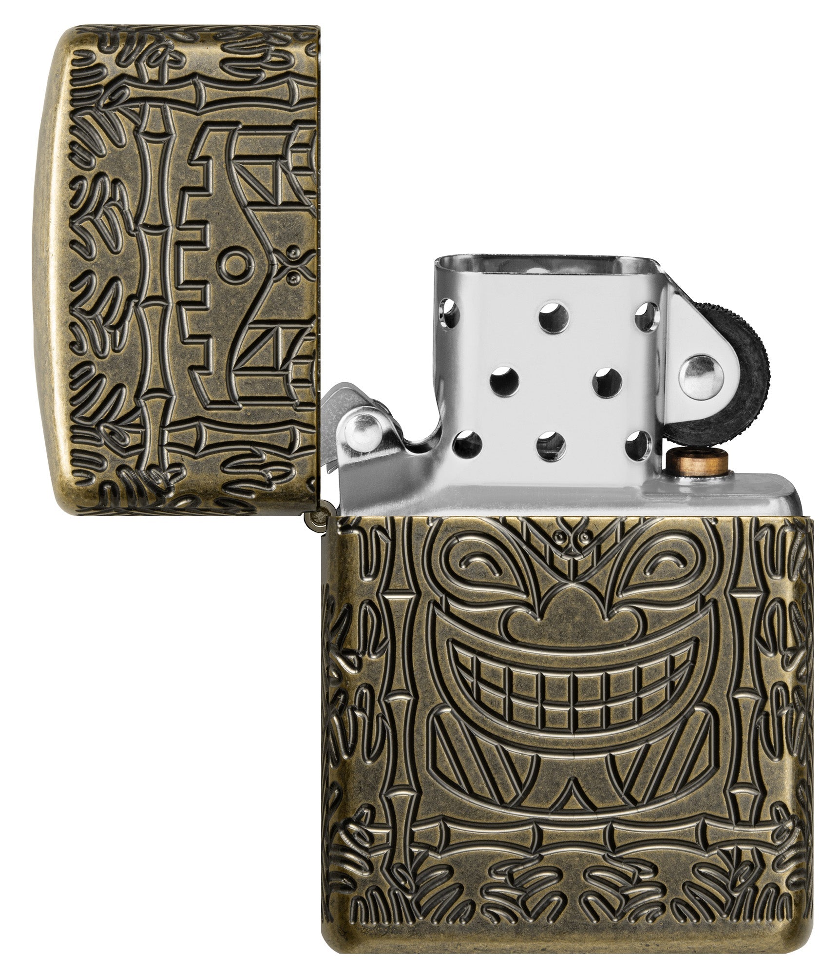 Zippo Tiki Totem Design Armor® Antique Brass Windproof Lighter