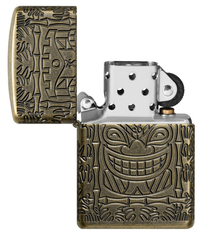 Zippo Tiki Totem Design Armor® Antique Brass Windproof Lighter