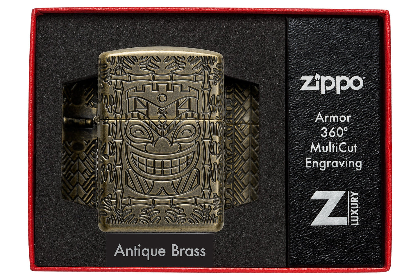 Zippo Tiki Totem Design Armor® Antique Brass Windproof Lighter