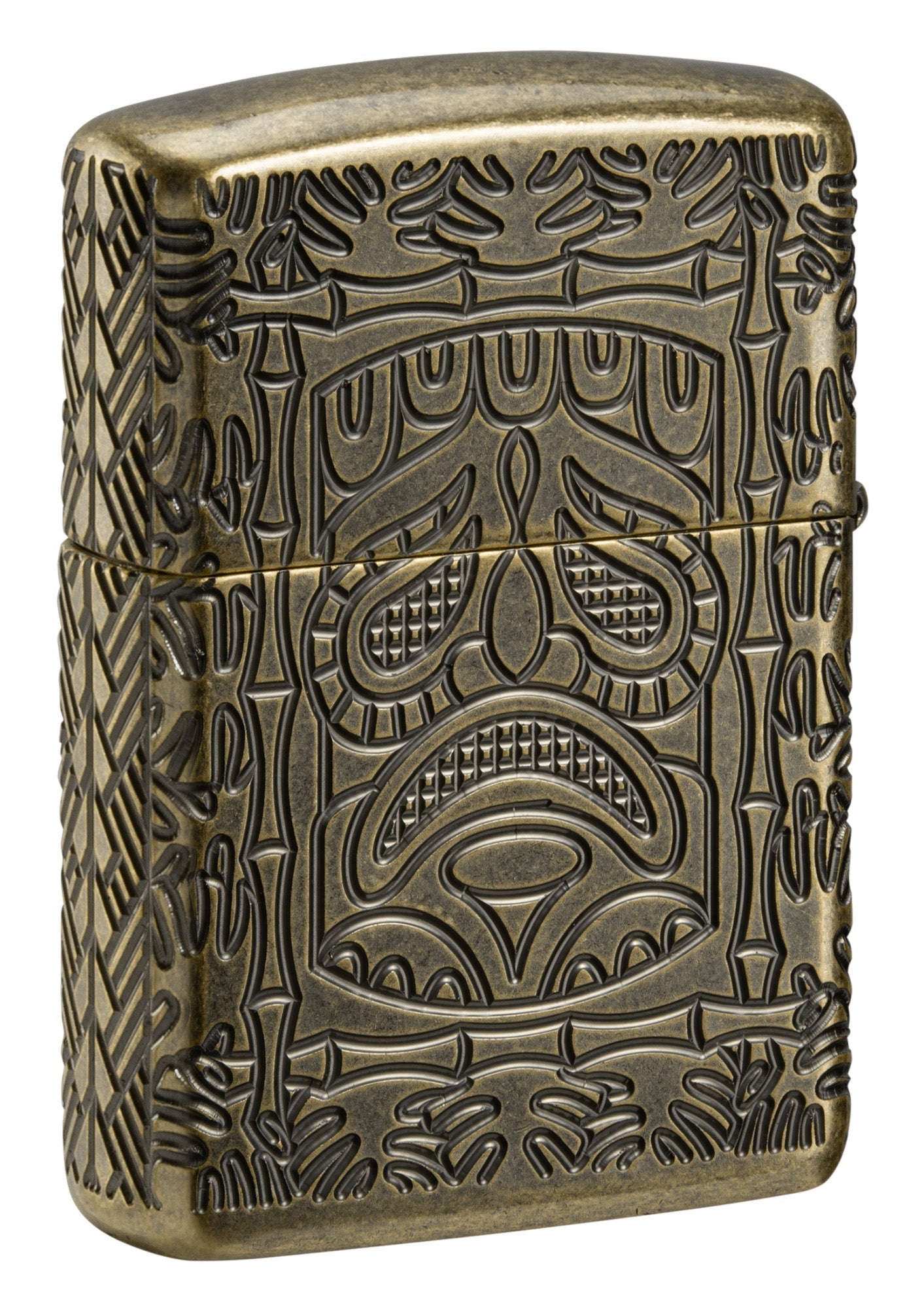 Zippo Tiki Totem Design Armor® Antique Brass Windproof Lighter