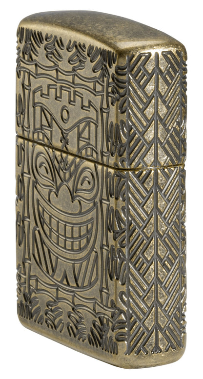 Zippo Tiki Totem Design Armor® Antique Brass Windproof Lighter
