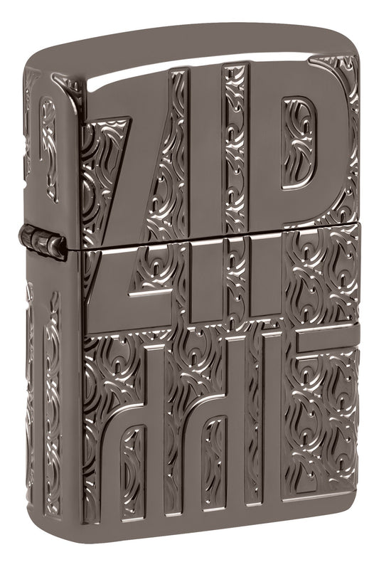 Zippo Reverse Carve Design Armor® Black Ice® Windproof Lighter