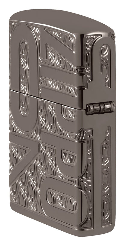 Zippo Reverse Carve Design Armor® Black Ice® Windproof Lighter