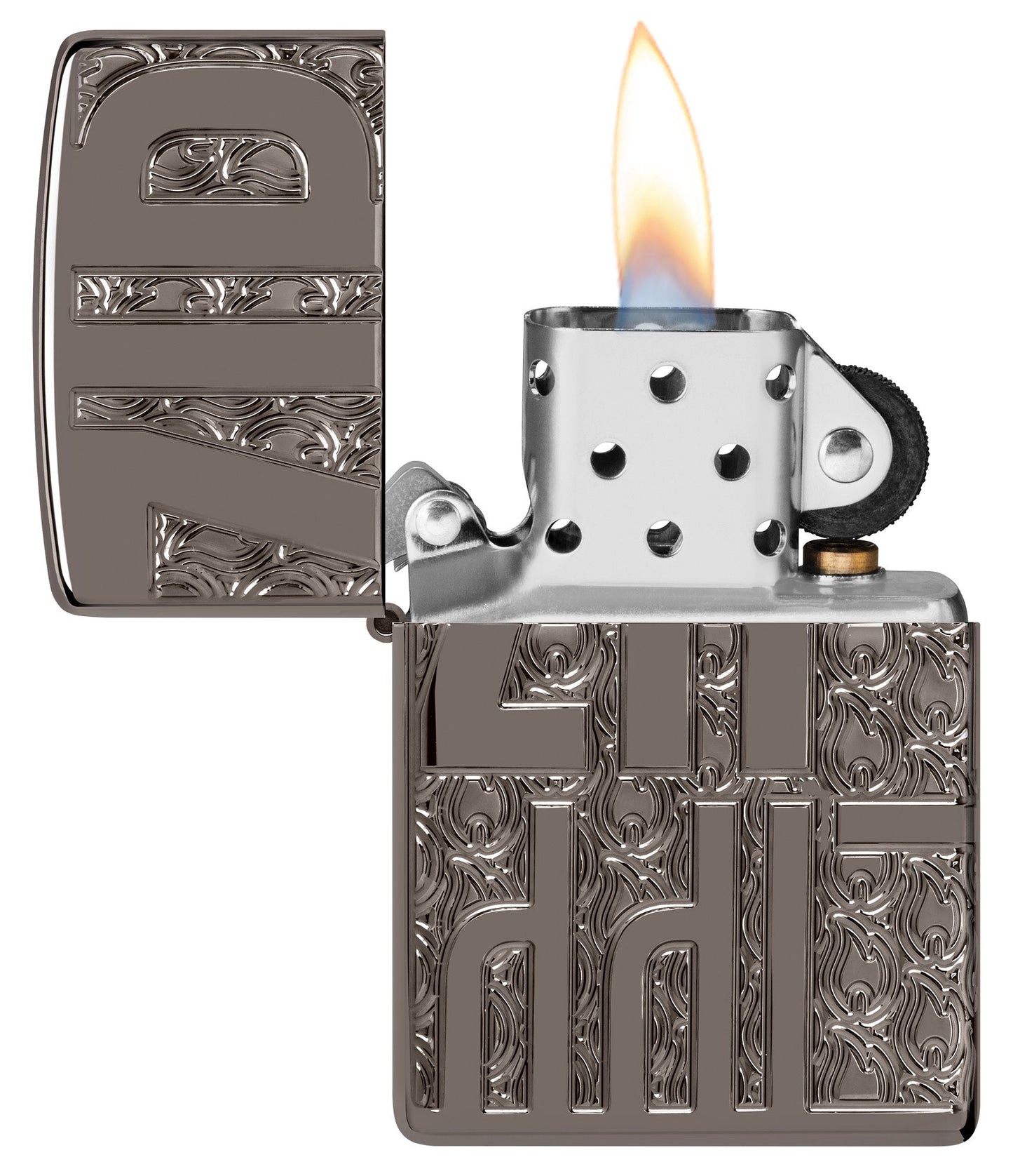 Zippo Reverse Carve Design Armor® Black Ice® Windproof Lighter