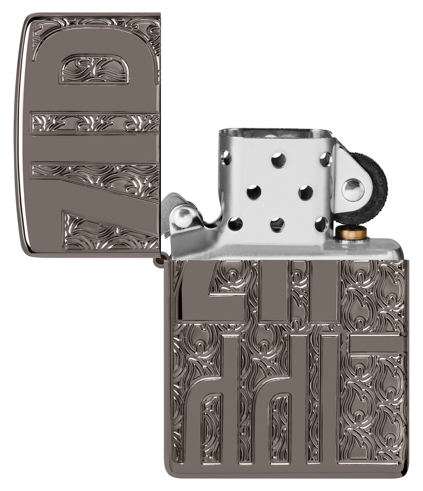 Zippo Reverse Carve Design Armor® Black Ice® Windproof Lighter