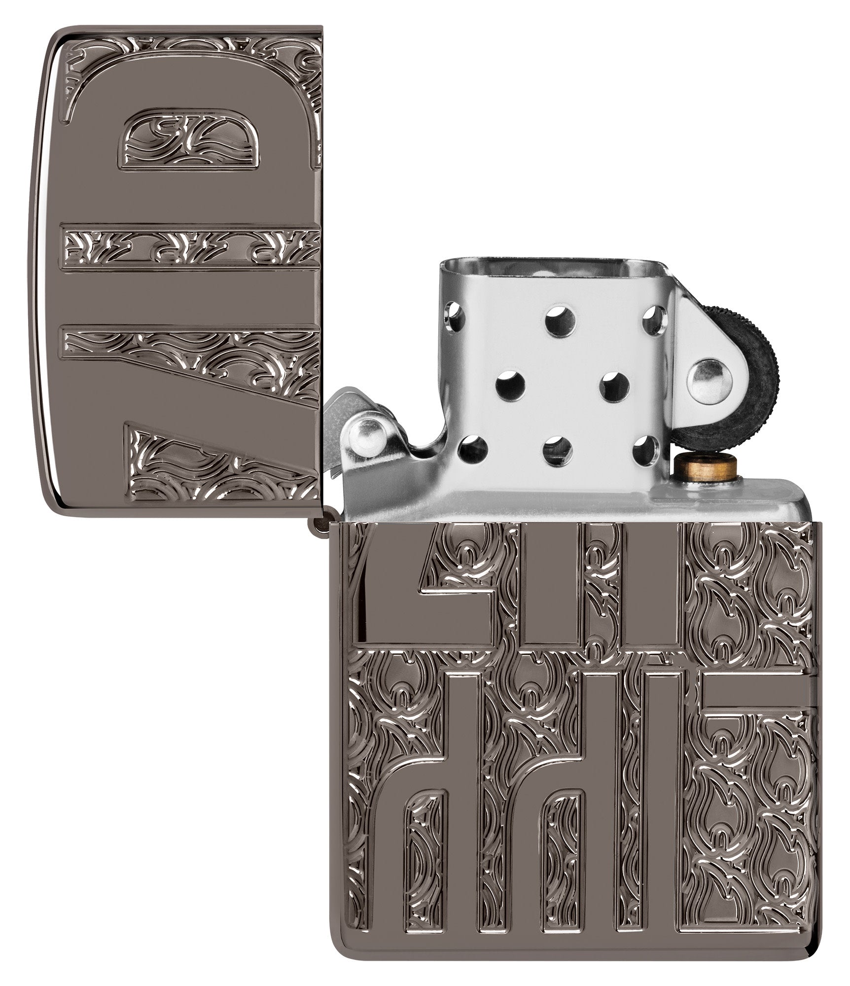 Zippo Reverse Carve Design Armor® Black Ice® Windproof Lighter