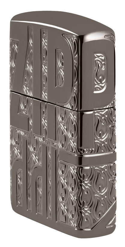 Zippo Reverse Carve Design Armor® Black Ice® Windproof Lighter