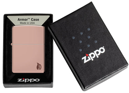Zippo Armor® Series Flame High Polish Rose Gold Windproof Lighter