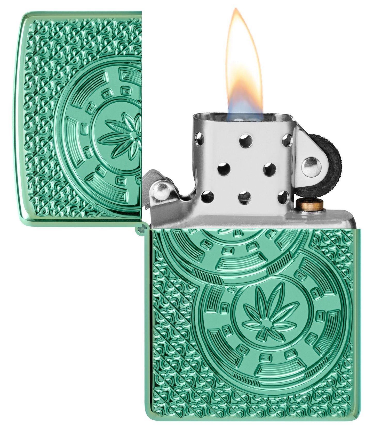 Zippo Cannabis Chips Design Armor® High Polish Green Windproof Lighter