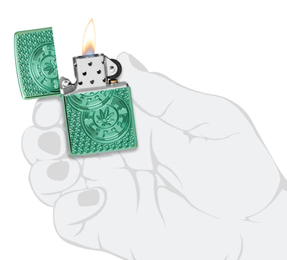 Zippo Cannabis Chips Design Armor® High Polish Green Windproof Lighter