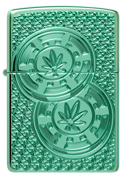 Zippo Cannabis Chips Design Armor® High Polish Green Windproof Lighter