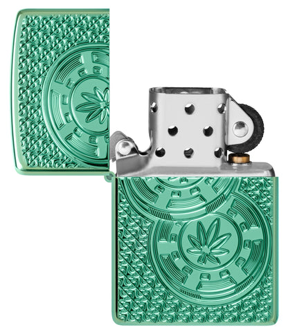 Zippo Cannabis Chips Design Armor® High Polish Green Windproof Lighter