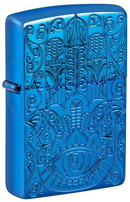 Zippo Hamsa Design Armor® High Polish Blue Windproof Lighter