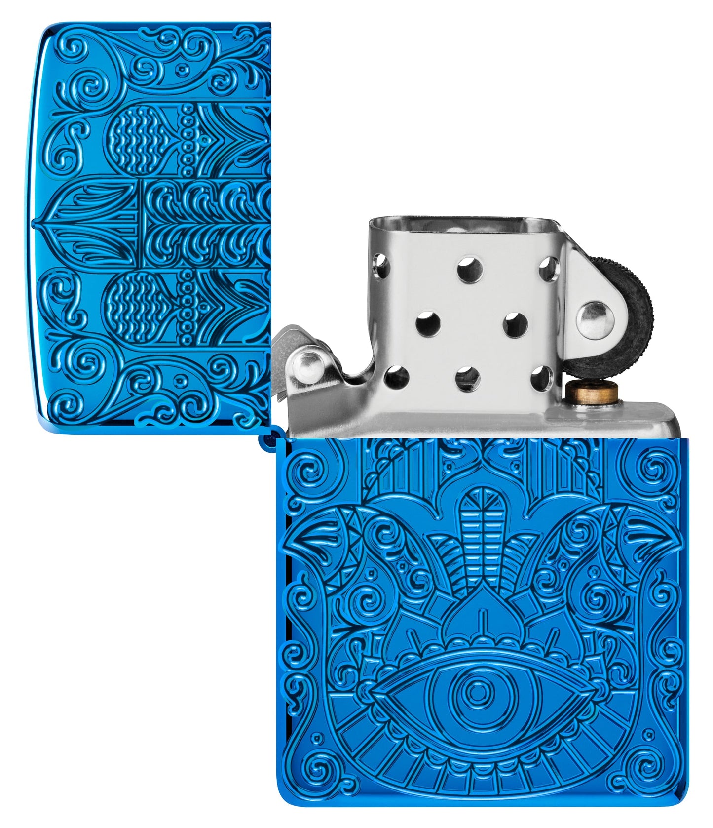 Zippo Hamsa Design Armor® High Polish Blue Windproof Lighter