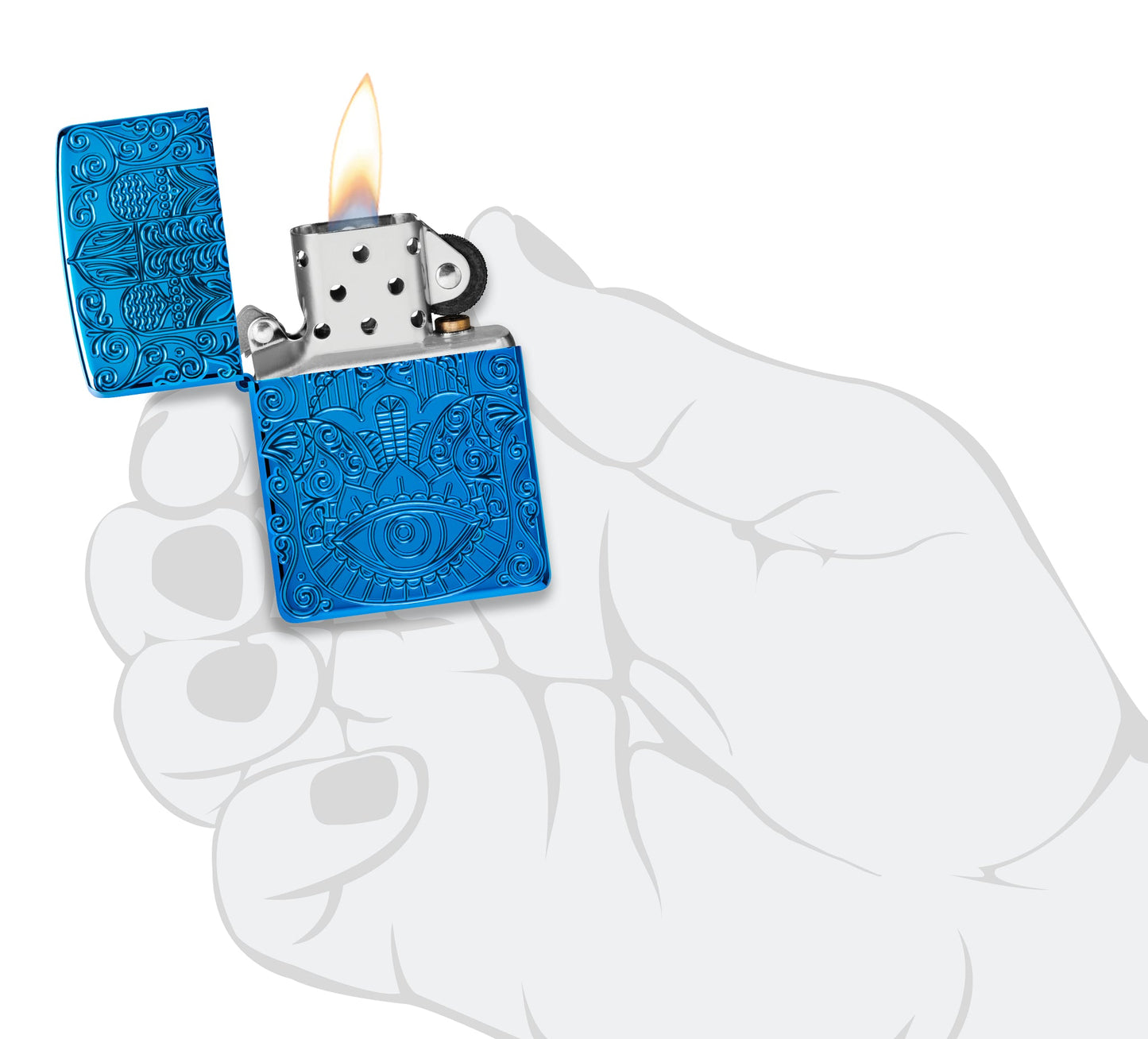 Zippo Hamsa Design Armor® High Polish Blue Windproof Lighter