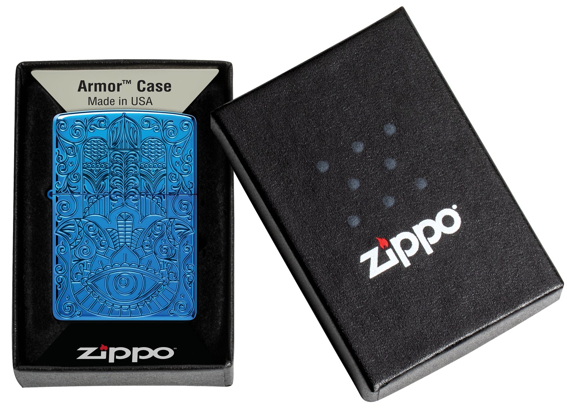 Zippo Hamsa Design Armor® High Polish Blue Windproof Lighter