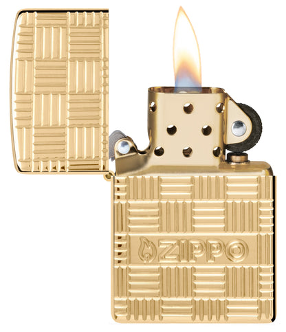 Zippo Deep Carve Design Armor® High Polish Brass Windproof Lighter