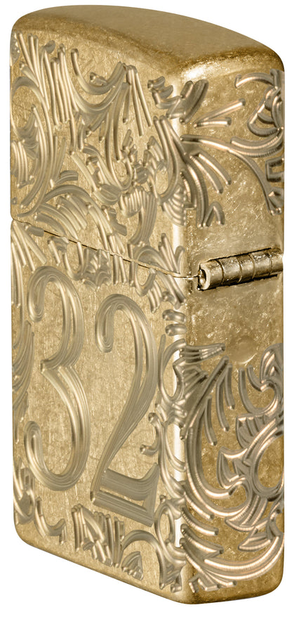 Zippo 1932 Filigree Design Armor® Tumbled Brass Windproof Lighter