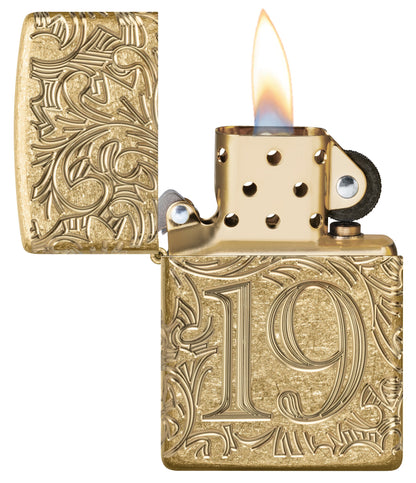 Zippo 1932 Filigree Design Armor® Tumbled Brass Windproof Lighter