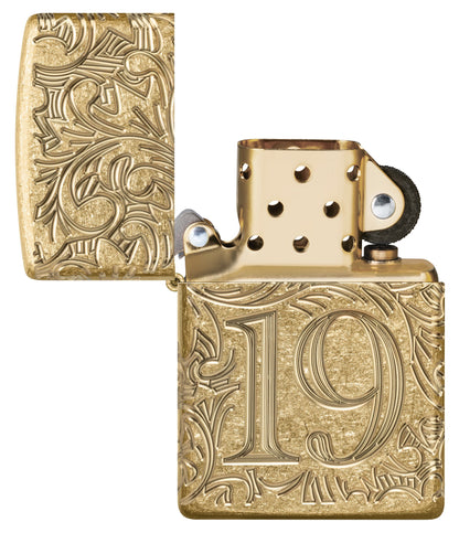 Zippo 1932 Filigree Design Armor® Tumbled Brass Windproof Lighter