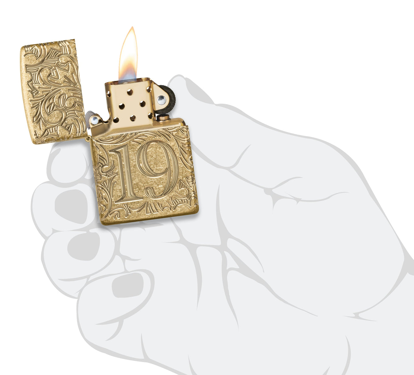 Zippo 1932 Filigree Design Armor® Tumbled Brass Windproof Lighter