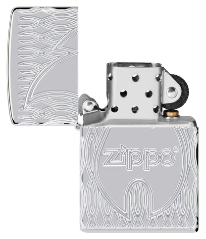 Zippo Flame Design Armor High Polish Chrome Windproof Lighter